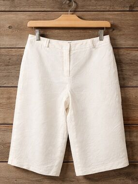 VTG Talbots White 100% Irish Linen Lined Bermuda Jorts Classic 90’s Minimalist